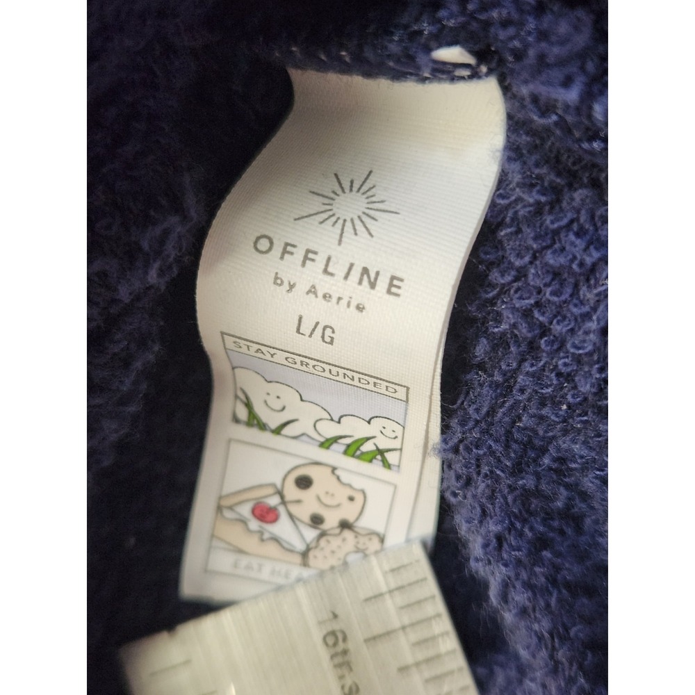 Offline By Aerie Full Zip Hoodie Womens Size L Blue Tropical Floral - Picture 14 of 16
